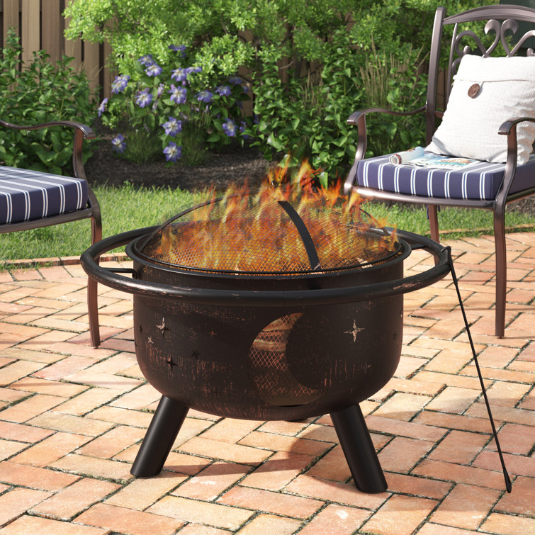 Andover Mills™ Clair 23'' H x 30'' W Steel Outdoor Fire Pit with Lid